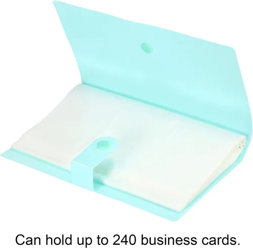 Vista 3 de PATIKIL Soporte para tarjetas de visita, 1 paquete de carpetas portátiles de plástico para tarjetas de nombre, organizador para mujeres y hombres