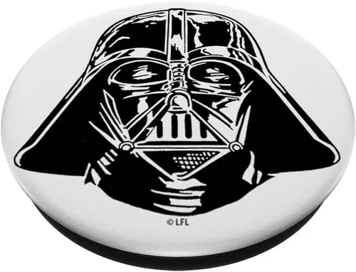 Vista 2 de Star Wars Darth Vader Casco negro y blanco – PopSockets Grip y soporte para teléfonos y tabletas, Negro