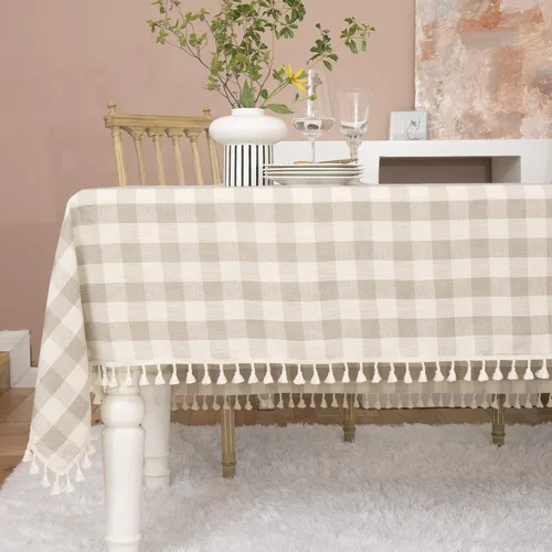 Vista 8 de Midsummer Breeze - Mantel a cuadros cuadrado de mezcla de algodón y colección Gingham, ideal para cocina, restaurante, casa de campo, decoración