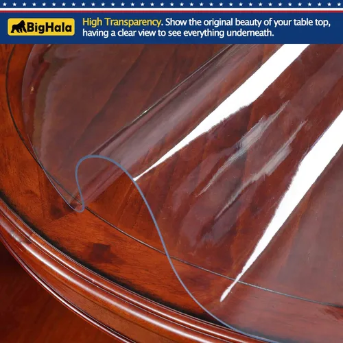 Vista 2 de Protector de mesa de madera para muebles, manteles de plástico transparente lavable, funda protectora para escritorio, vinilo de PVC, protector