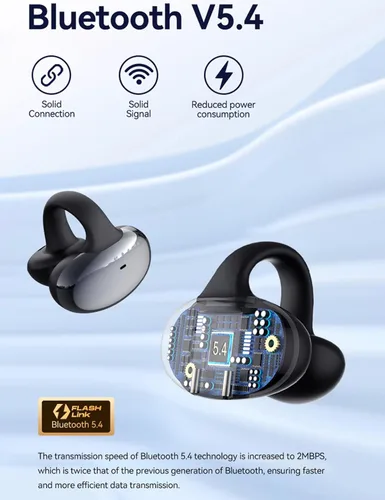 Vista 11 de Auriculares con clip de oreja abierta, auriculares inalámbricos Bluetooth 5.3 12 horas de reproducción, DT5.0 a prueba de fugas, micrófono