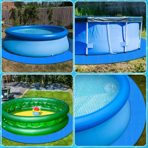 Vista 7 de Boao Almohadilla de revestimiento de piscina de 12 pies para piscinas sobre el suelo, lona para proteger la piscina inflable, tela debajo del suelo