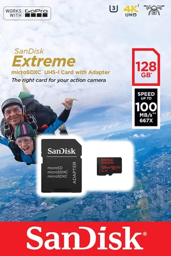 Vista 2 de SanDisk Tarjeta microSDXC UHS-3 Extreme de 128 GB - SDSQXAF-128G-GN6MA