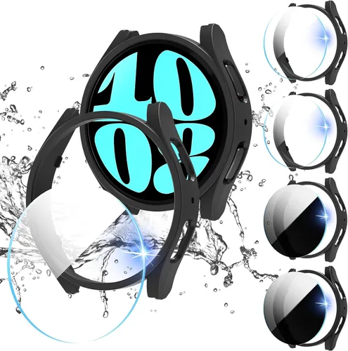 Vista 10 de Suoman Paquete de 4 + 4 fundas para Samsung Galaxy Watch 6 Classic de 1.575 pulgadas, protector de pantalla HD, cubierta protectora mate