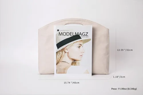 Vista 2 de Maletín para laptop de 14 pulgadas para mujer Beige/Lona