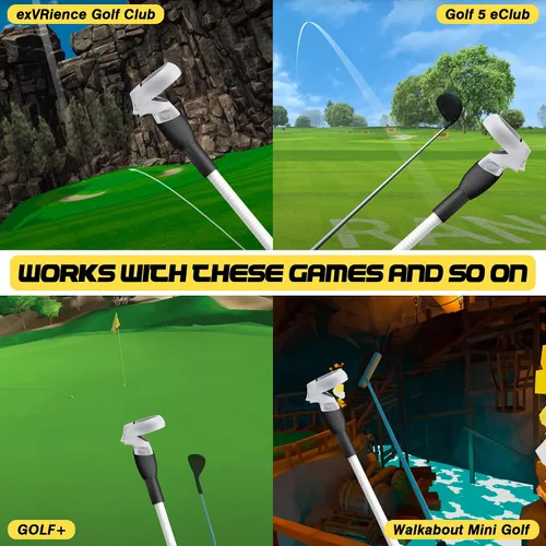 Vista 2 de Orzero - Accesorios mejorados para mango de palo de golf VR compatibles con Quest 2 Rift S resistentes y cómodos de agarrar silicona antideslizante