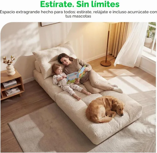 Vista 5 de MONVANE Sofá cama plegable 3 en 1, silla convertible cama, color beige