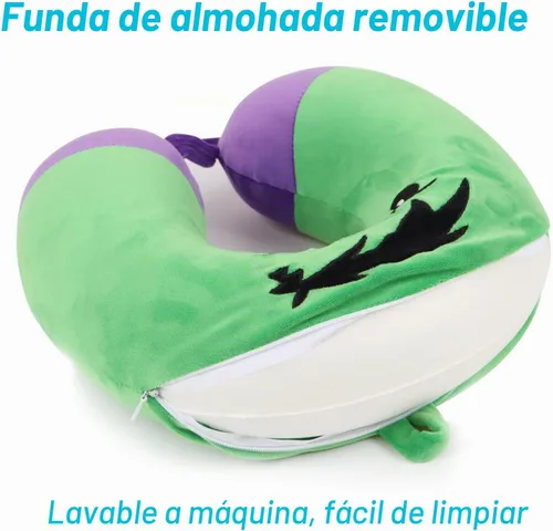 Vista 3 de Almohada de viaje de superhéroe para niños y adultos con máscara para los ojos, almohada de cuello en forma de U de espuma viscoelástica con funda
