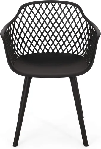 Vista 5 de Christopher Knight Home Delia Silla de comedor al aire libre (juego de 2), color negro