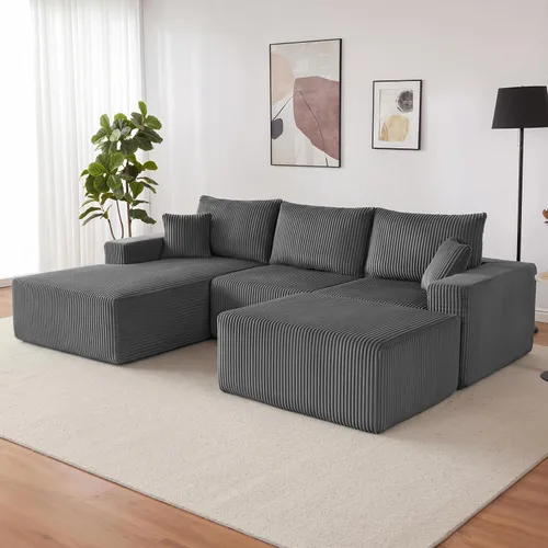 Vista 16 de Sofá seccional modular de 108", sofá seccional Cloud con asiento profundo, sofá modular moderno en forma de L con chaise, sofás tapizados sin Beige