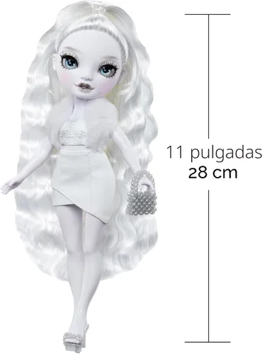 Vista 5 de Rainbow High Shadow High Natasha Zima Grayscale - Muñeca de moda de 11 pulgadas con pelo blanco y atuendo blanco, bolso elegante, gran regalo