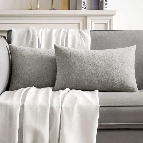 Vista 32 de MIULEE - Pack de 2 fundas de almohada decorativas beige de 16x16 pulgadas, cojines suaves de chenilla para sofá, fundas de cojín de estilo casa