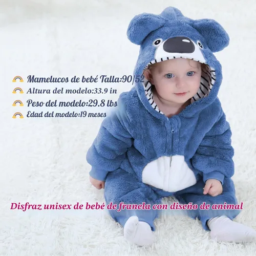 Vista 6 de TONWHAR - Disfraz unisex de animal para bebé y niño pequeño, con capucha, mameluco para invierno, conjunto de disfraz Azul (blue koala)