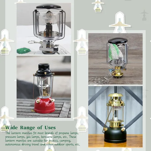 Vista 6 de 40 piezas de manto de linterna de propano accesorios de linterna de campamento, manto de lámpara de gas, cubiertas de linterna de gas, manto