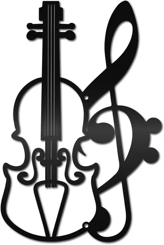 Vista 13 de CREATCABIN Notas musicales de metal para decoración de pared, letreros de pared negros para colgar en hierro, escultura de adorno de metal