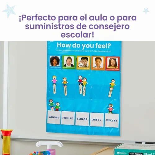 Vista 6 de hand2mind Tabla de bolsillo para expresar tus sentimientos, tabla de emociones para niños, decoraciones de aula para profesores de preescolar