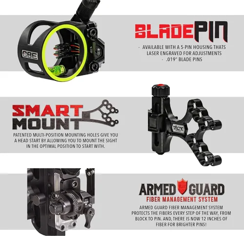 Vista 4 de CBE Tactic Micro Bow Sight, negro, 5 pines