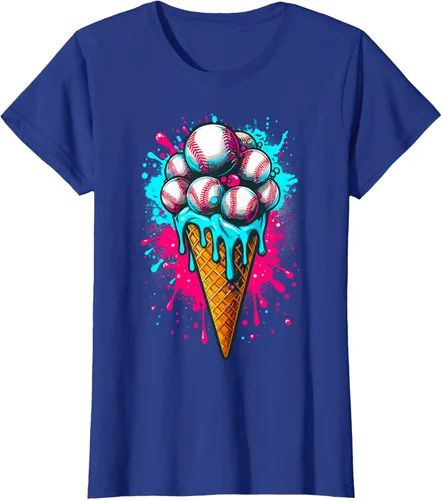 Vista 38 de Camiseta de béisbol de acuarela de helado de béisbol