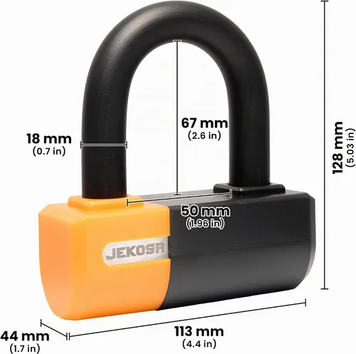 Vista 2 de Jekosa® PBL110 Candado de Bicicleta de Alta Resistencia con 5 Llaves - Grillete de Acero Resistente a Cortes de 18 mm - Carcasa de ABS Resistente a