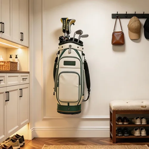 Vista 3 de BiJun Almacenamiento de bolsas de golf, soporte para bolsa de golf, soporte organizador de almacenamiento para bolsa de golf de montaje en pared