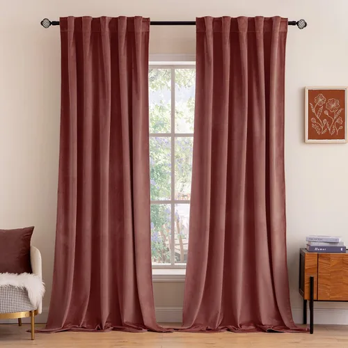 Vista 62 de MIULEE Cortinas de terciopelo de 84 pulgadas de largo, juego de 2 paneles para dormitorio, con pestaña trasera plisada, de lujo, aislamiento