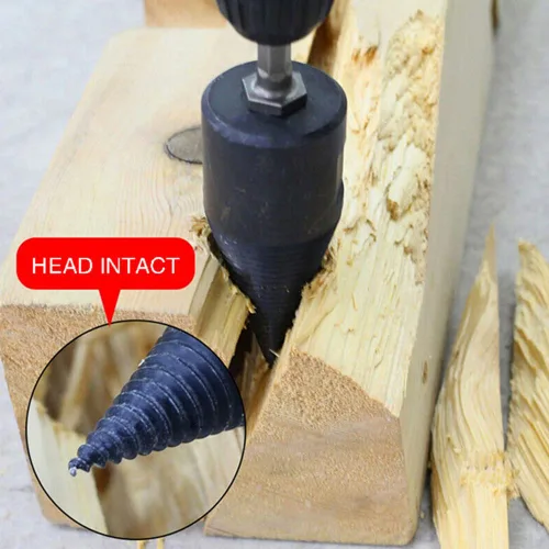 Vista 6 de Drill Bits Sets,Carving Tools,4pcs Firewood Log Splitter Wood Bit Heavy Duty Electric Drills Screw Cone Driver Removable 32mm + 3 Handles