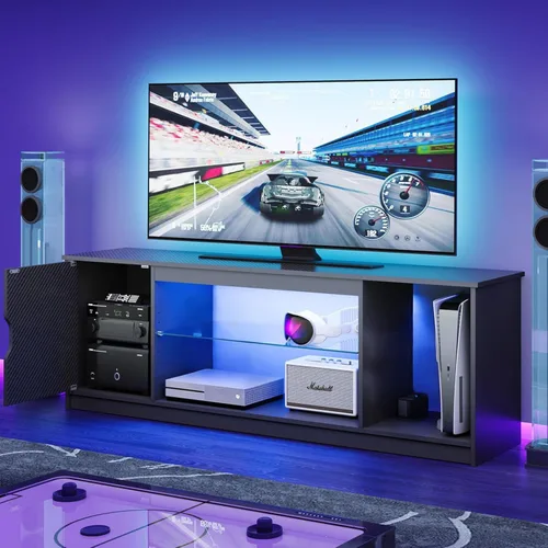 Vista 13 de Bestier - Soporte LED para TV de 57 pulgadas, luz RGB, mármol negro