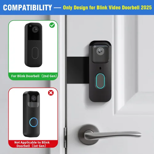Vista 2 de Soporte Antirrobo para Timbre Blink, Soporte de Montaje sin Taladro para Timbre de Video Blink de 2da Generación, No Bloquea el Sensor de Movimiento