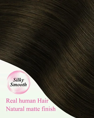Vista 15 de YoungSee Extensiones de Cabello Humano con Cinta Balayage Extensiones de Cabello con Cinta Marrón Oscuro Extensiones de Cabello con Cinta Ombre
