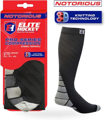 Vista 2 de Elite Hockey, notorious Pro-Series Calcetines de compresión para rodilla (un par)