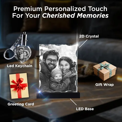 Vista 2 de CAPTUR3D Foto de cristal de alta calidad con base de luz LED, regalos conmemorativos personalizados para mamá, papá, esposa, hombres, seres