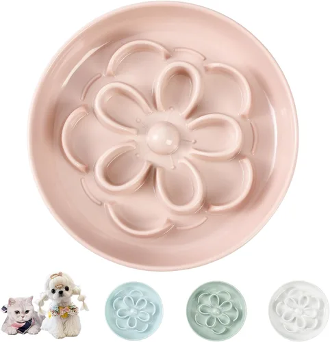 Vista 15 de PTOBER Cuenco elevado para gatos de alimentación lenta – Plato de melamina para gatos con soporte de bambú antideslizante – Tazón de alimentación