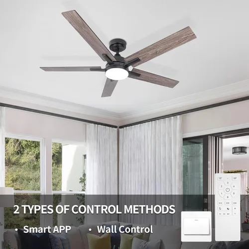 Vista 5 de Ventiladores de techo con luces, ventilador de techo negro de 52 pulgadas con luz y control remoto, reversible, 3CCT, regulable, silencioso