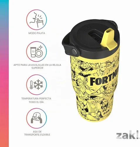 Vista 5 de Zak Designs Fortnite Siply - Vaso aislado con popote abatible a prueba