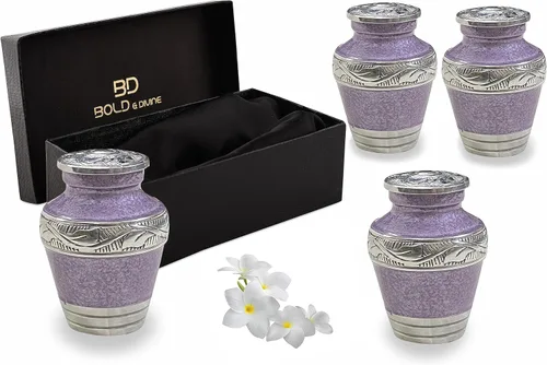 Vista 15 de BOLD&DIVINE Urna texturizada de esmalte perlado Urna conmemorativa texturizada de gránulo divino para cenizas humanas, funeral, entierro