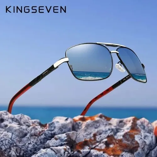 Vista 3 de KINGSEVEN Gafas de los hombres marca diseñador aluminio magnesio sol gafas para hombres polarizado espejo lente gafas mujeres 724