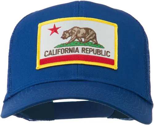 Vista 16 de e4Hats.com Gorra de malla de sarga parcheada con bandera del estado de California