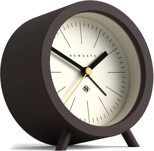 Vista 6 de NEWGATE Reloj despertador Fred Diseño moderno de barril Marrón chocolate y azul Ideal para mesita de noche, escritorio o estante Moderno