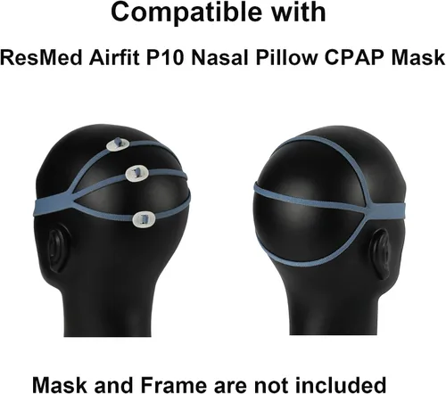 Vista 2 de Repuesto CPAP para el casco Airfit P10 mejorado, paquete de 2 protectores compatibles con reAirfit P10, correas de máscara CPAP incluye 2 correas