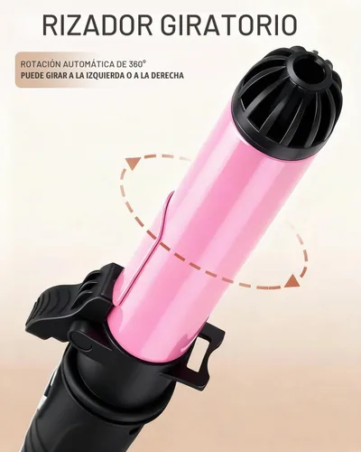 Vista 2 de Rizador de pelo con rotación automática: rizador de pelo automático de 1.25 pulgadas con temperatura ajustable de 180 °F a 410 °F y pantalla LCD