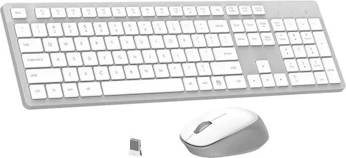 Vista 9 de LeadsaiL Combo de teclado y mouse inalámbricos, teclado ergonómico de tamaño completo para computadora, teclado inalámbrico de 2.4GHz, mouse