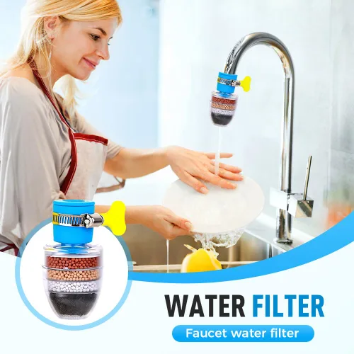 Vista 2 de Filtro de agua de carbón mágico, filtro de agua activado con cartucho de 6 capas, proporciona una fuerte presión de agua, adecuado para grifo de 1/2