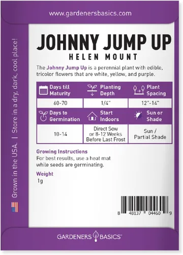 Vista 2 de Violet, Johnny Jump Up - Semillas de flores para plantar, paquete de semillas de flores anuales de polinización abierta, variedad sin OMG, semillas