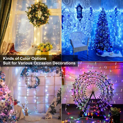Vista 6 de Brizled Cadena de luces que cambian de color, 33 pies, 100 luces LED pasrel de Pascua con control remoto, cadena de luces RGB regulables, cable