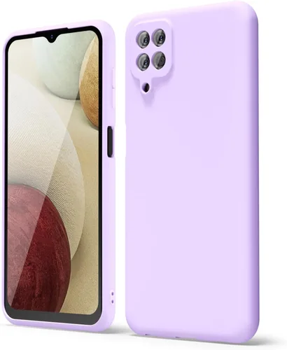 Vista 32 de oakxco Funda para teléfono Samsung Galaxy A12 con agarre de silicona líquida, linda delgada fina suave cubierta de gel de goma TPU lisa para mujeres