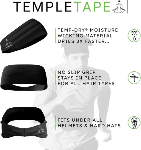 Vista 2 de Diademas para hombres y mujeres Banda deportiva para hombre y diadema deportiva que absorbe la humedad, bandas de sudor para correr, entrenamiento