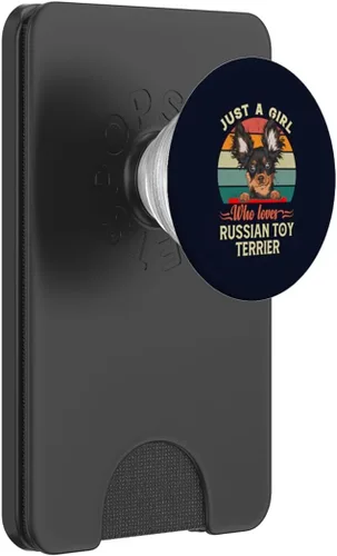 Vista 8 de Just A Girl Who Loves Russian Toy Terrier Dog Retro Vintage PopSockets intercambiables PopGrip