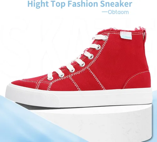 Vista 48 de Obtaom Zapatos de lona de alta calidad para mujer/hombre para jugar a media pantorrilla, zapatillas de deporte de moda casuales con cordones de alta