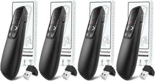 Vista 10 de (2 unidades) Clicker de Presentación Inalámbrico Control Remoto Presentador de PowerPoint: Clicker con Puntero Láser Rojo Control PPT de Largo