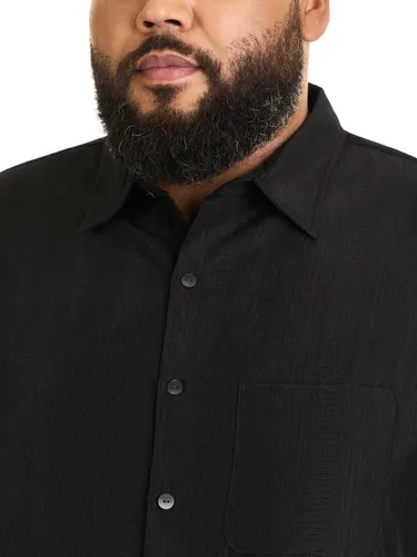 Vista 5 de Van Heusen Camisa de manga corta para hombre, con botones y rayas, de poliéster y rayón